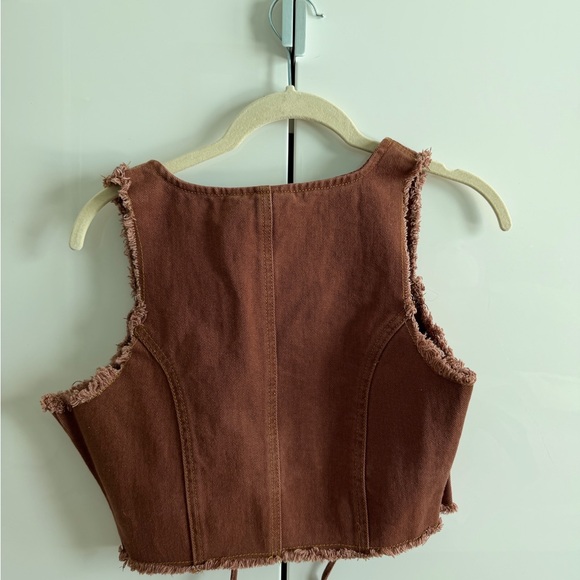 Rust Lace-Up Crop Top - Picture 2 of 2